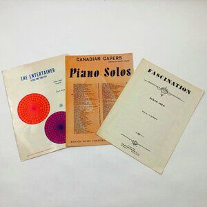 Set of 3 Music Sheets The Entertainer, Canadian Capers, Fascination